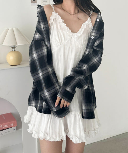 ビッグシルエットチェックシャツ | CL2243043 | ブラック