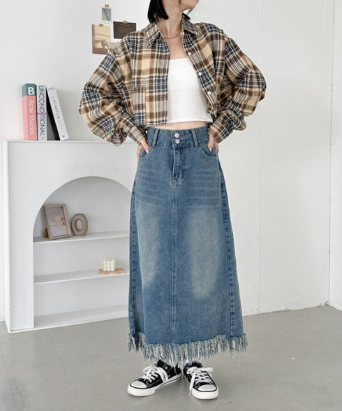 ショート丈チェックシャツ | CL2243044 | ベージュ