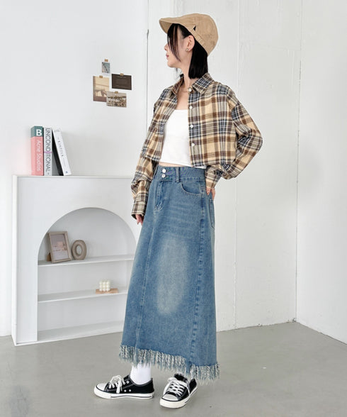 ショート丈チェックシャツ | CL2243044 | ベージュ