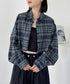 ショート丈チェックシャツ | CL2243044 | ネイビー