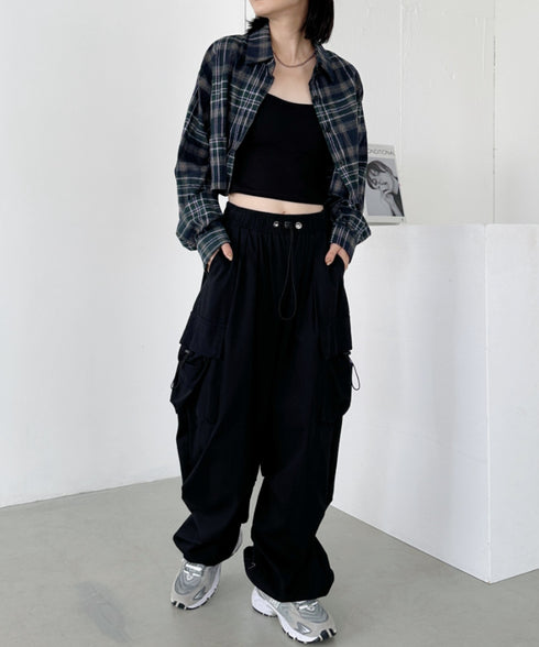 ショート丈チェックシャツ | CL2243044 | ネイビー