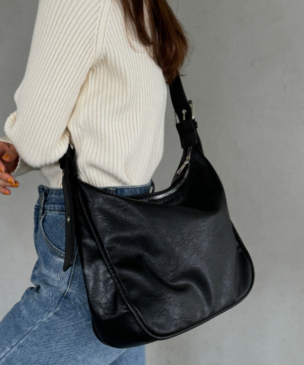 A4収納可 PUショルダーバッグ ユニセックス | MD1243022 | ブラック