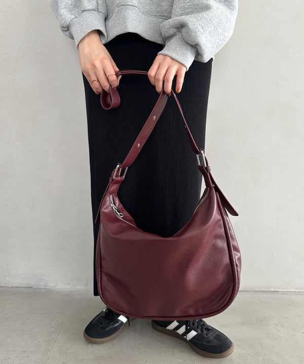 A4収納可 PUショルダーバッグ ユニセックス | MD1243022 | ワインレッド