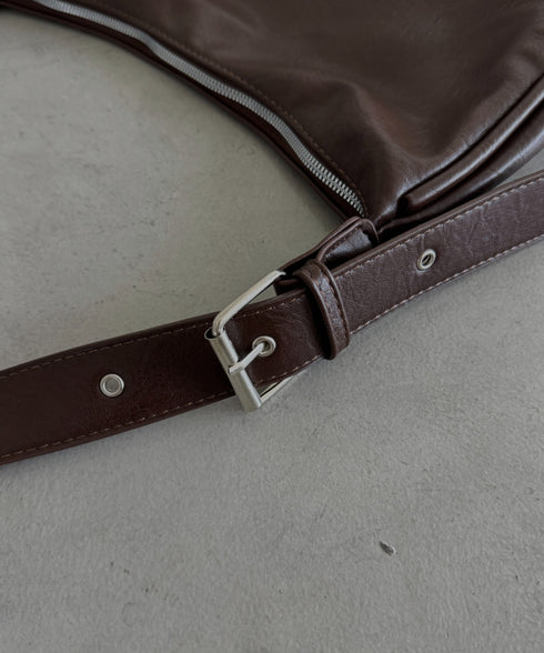 A4収納可 PUショルダーバッグ ユニセックス | MD1243022 | ブラウン