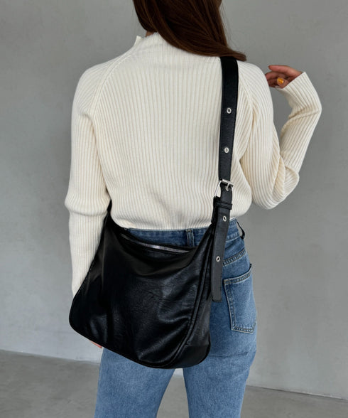 A4収納可 PUショルダーバッグ ユニセックス | MD1243022 | ブラック