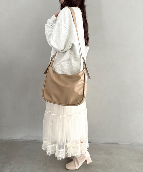 A4収納可 PUショルダーバッグ ユニセックス | MD1243022 | ベージュ