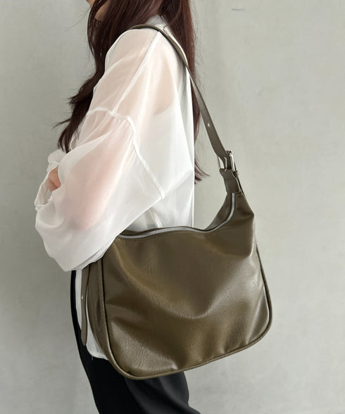 A4収納可 PUショルダーバッグ ユニセックス | MD1243022 | カーキ