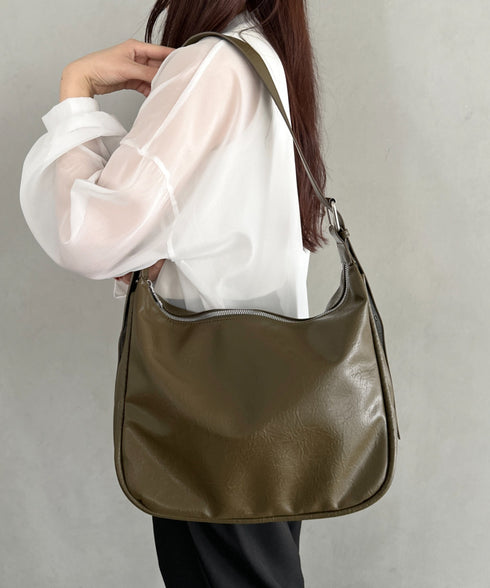 A4収納可 PUショルダーバッグ ユニセックス | MD1243022 | カーキ