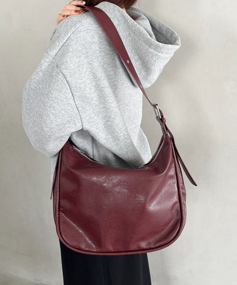A4収納可 PUショルダーバッグ ユニセックス | MD1243022 | ワインレッド