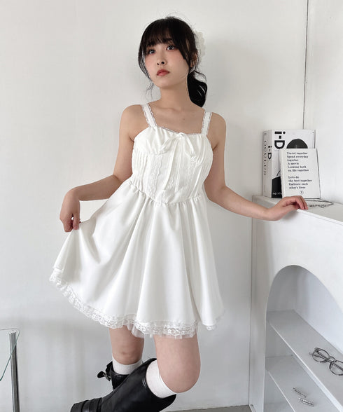 レースピンタックフレアワンピース | LO2243059 | ホワイト