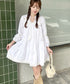 フリンジリボンレースティアードミニワンピース | LO2243114 | ホワイト