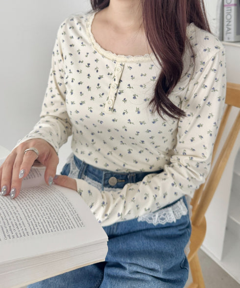 レースフラワーヘンリーネックトップス | NU2243094 | アイボリー