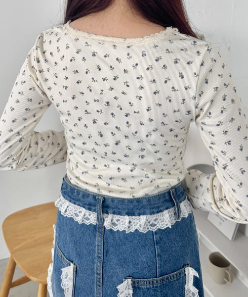 レースフラワーヘンリーネックトップス | NU2243094 | アイボリー
