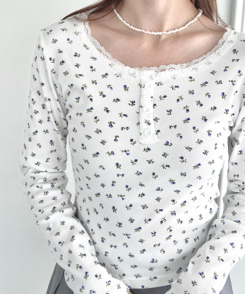 レースフラワーヘンリーネックトップス | NU2243094 | ホワイト