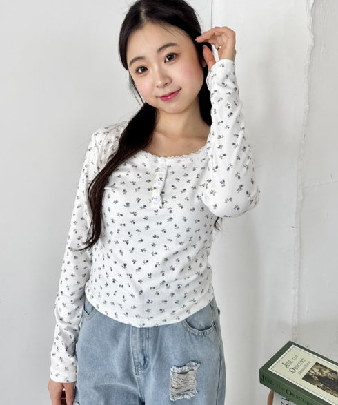 レースフラワーヘンリーネックトップス | NU2243094 | ホワイト