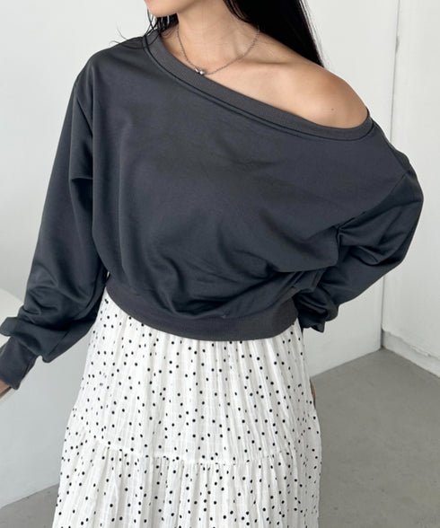 ワンショルダースウェットトップス | CL2243072 | チャコールグレー