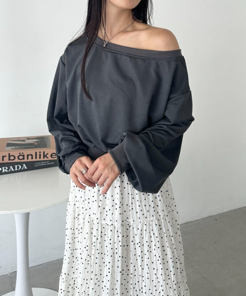 ワンショルダースウェットトップス | CL2243072 | チャコールグレー