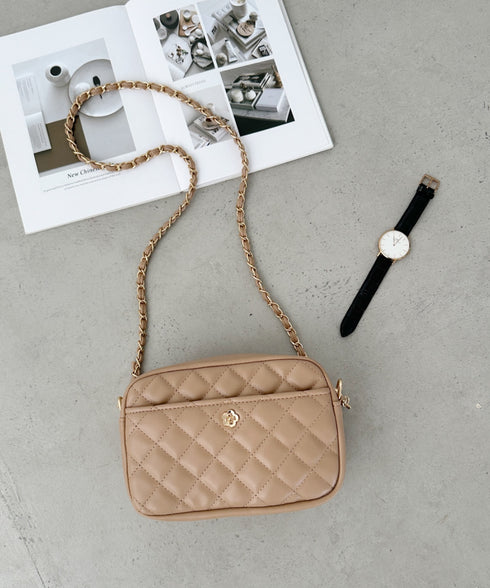 フラワーモチーフ キルティング チェーンショルダーバッグ | CL1243077 | ベージュ