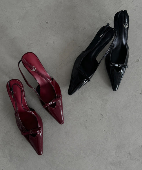 リボンエナメルミュールパンプス | MD3243038 | レッド