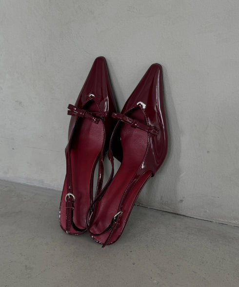 リボンエナメルミュールパンプス | MD3243038 | レッド