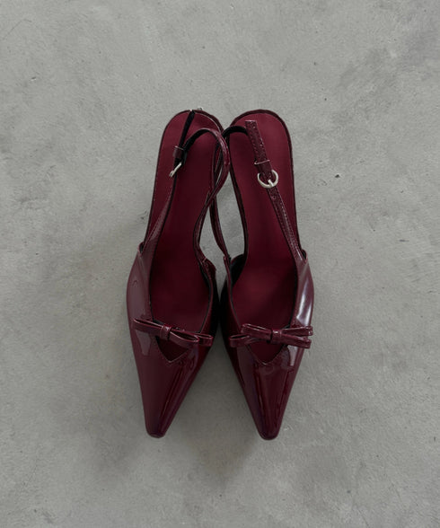 リボンエナメルミュールパンプス | MD3243038 | レッド