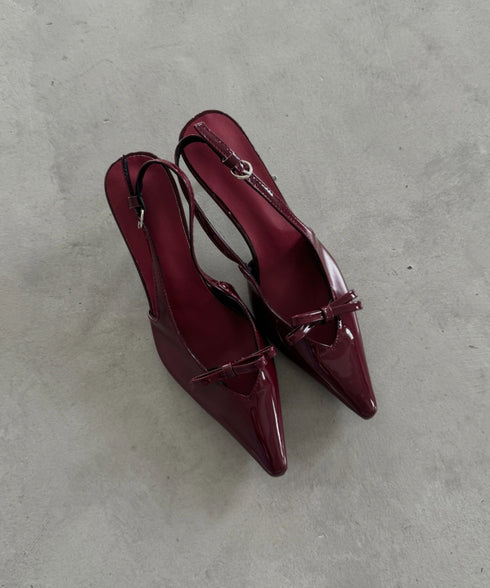 リボンエナメルミュールパンプス | MD3243038 | レッド