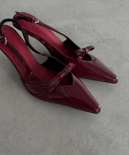 リボンエナメルミュールパンプス | MD3243038 | レッド