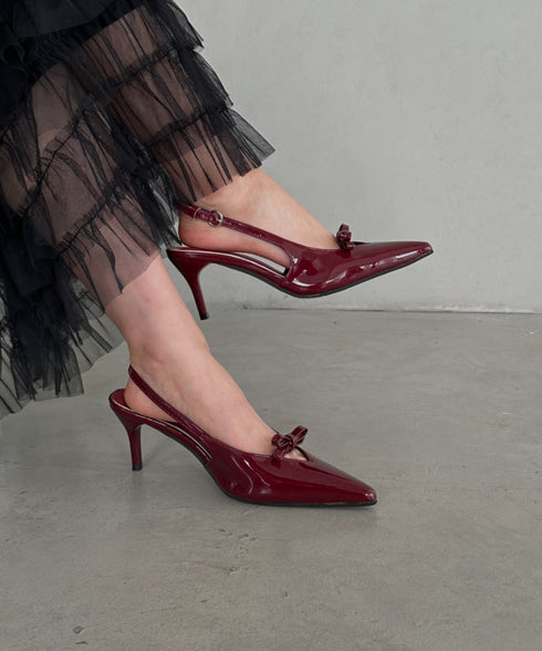 リボンエナメルミュールパンプス | MD3243038 | レッド