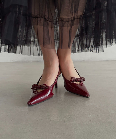 リボンエナメルミュールパンプス | MD3243038 | レッド