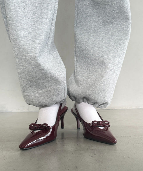 リボンエナメルミュールパンプス | MD3243038 | レッド