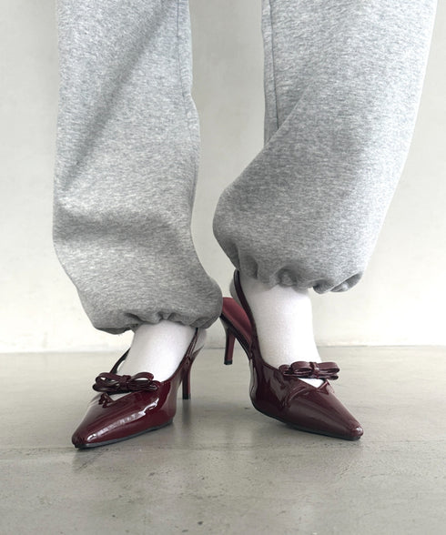 リボンエナメルミュールパンプス | MD3243038 | レッド