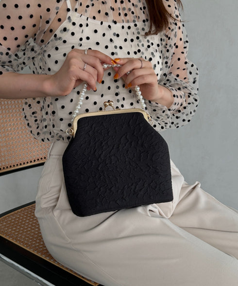 がま口パールチェーン2WAYパーティーバッグ 結婚式 お呼ばれ オケージョン | MD1243045 | ブラック