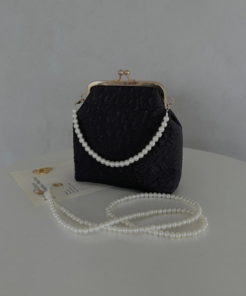 がま口パールチェーン2WAYパーティーバッグ 結婚式 お呼ばれ オケージョン | MD1243045 | ブラック