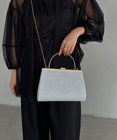 2WAYパーティークラッチバッグ ショルダーバッグ パーティーバッグ 結婚式 お呼ばれ オケージョン | MD1243046 | シルバー