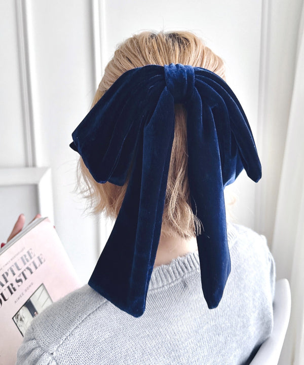 【8色展開】DOLLベロアリボンバレッタ | LO4244021 | ネイビー