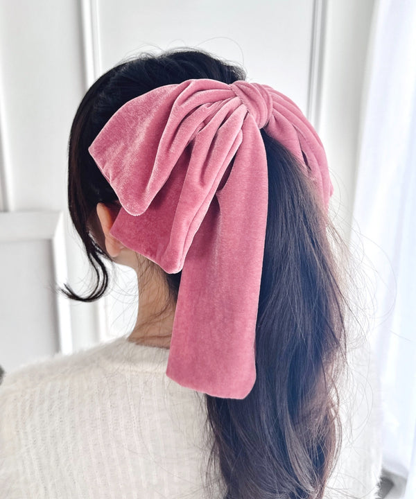 【8色展開】DOLLベロアリボンバレッタ | LO4244021 | ピンク