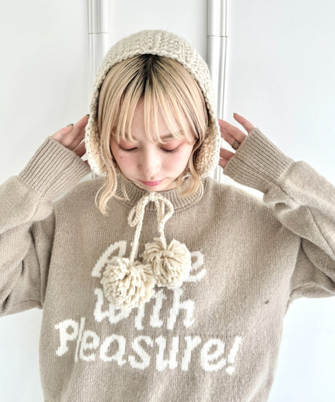 フラワークロシェ編みポンポンイヤーマフ | NU6244042 | アイボリー