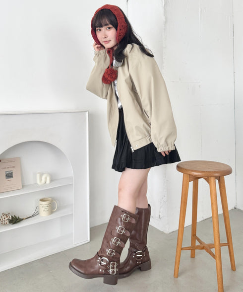 フラワークロシェ編みポンポンイヤーマフ | NU6244042 | テラコッタ