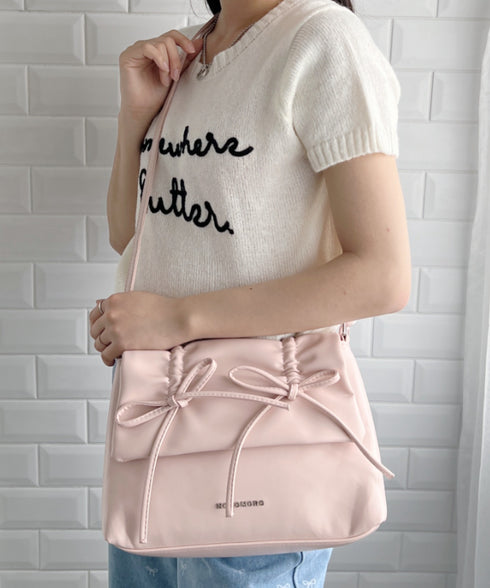 ダブルリボンスクエアショルダーバッグ | LO1241459 | ピンク