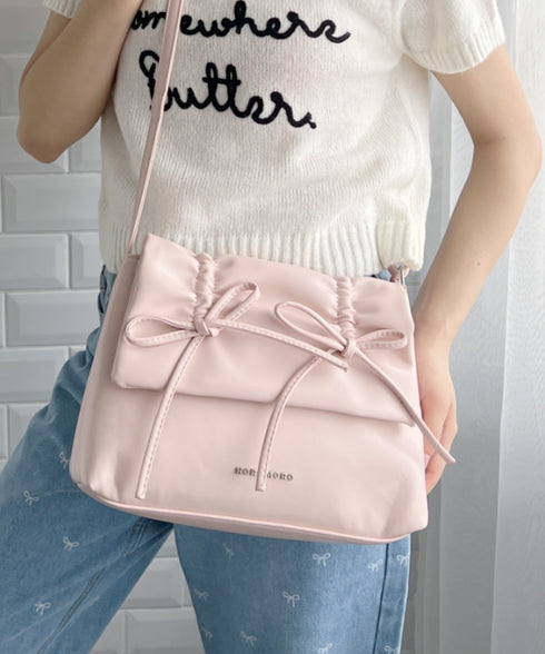 ダブルリボンスクエアショルダーバッグ | LO1241459 | ピンク