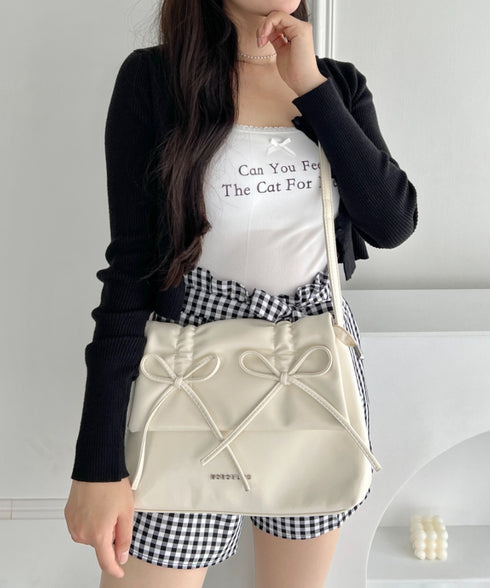 ダブルリボンスクエアショルダーバッグ | LO1241459 | ホワイト