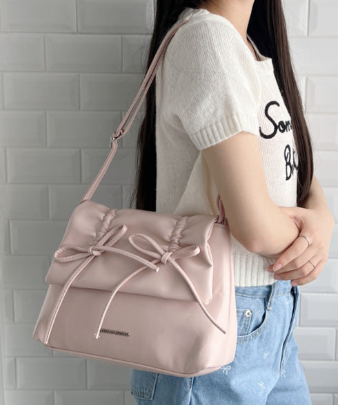 ダブルリボンスクエアショルダーバッグ | LO1241459 | ピンク