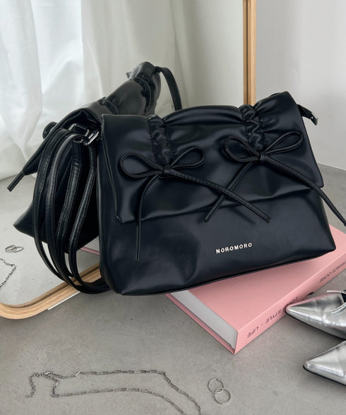 ダブルリボンスクエアショルダーバッグ | LO1241459 | ブラック