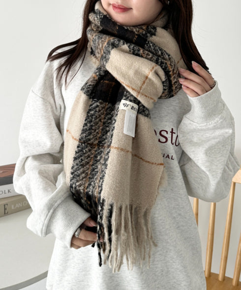 シンプルタータンチェックマフラー | CL6244015 | ベージュ