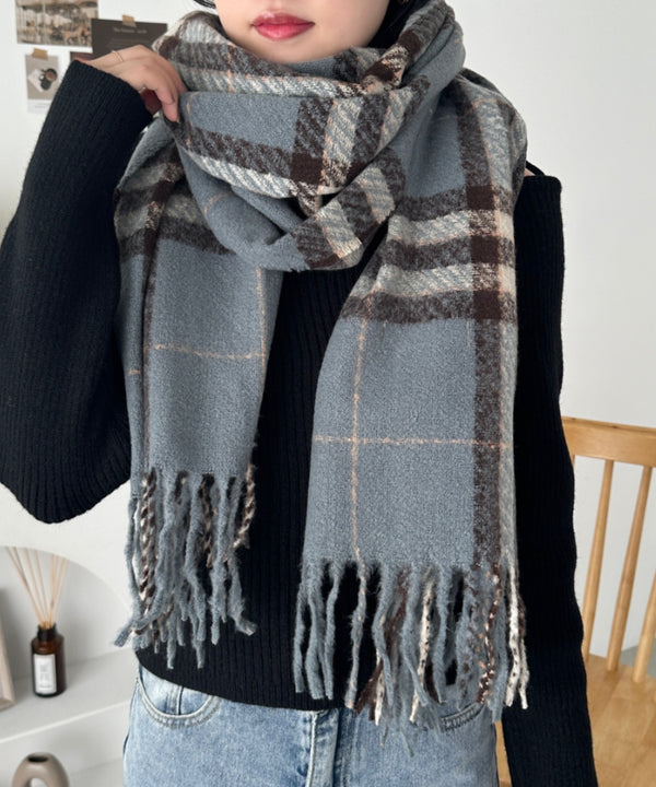 シンプルタータンチェックマフラー | CL6244015 | ブルー