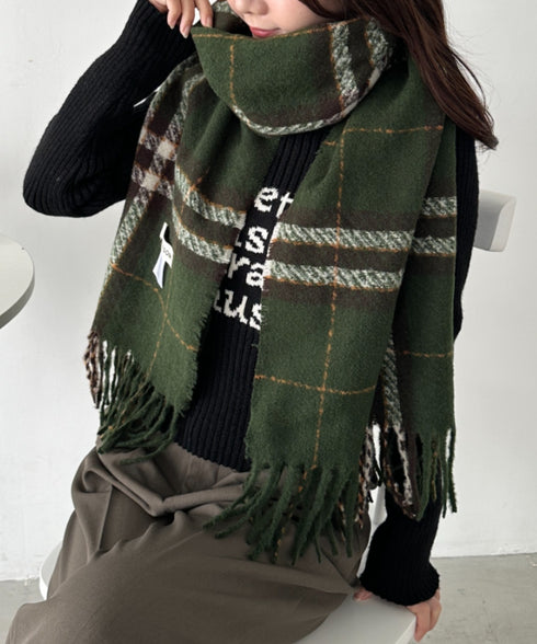 シンプルタータンチェックマフラー | CL6244015 | グリーン