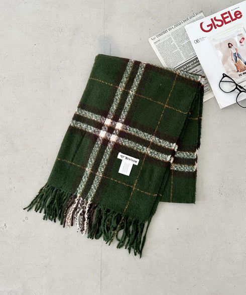 シンプルタータンチェックマフラー | CL6244015 | グリーン