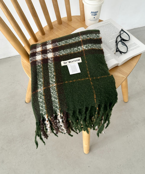 シンプルタータンチェックマフラー | CL6244015 | グリーン