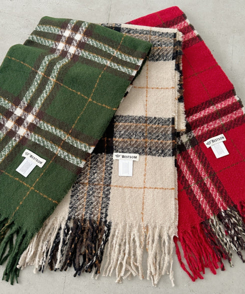 シンプルタータンチェックマフラー | CL6244015 | グリーン