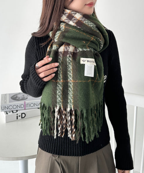 シンプルタータンチェックマフラー | CL6244015 | グリーン